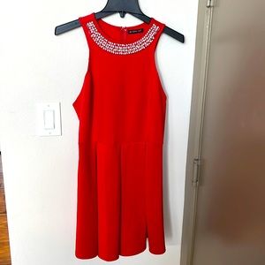 Beautiful Red Cocktail Dress with pearls and rhinestone